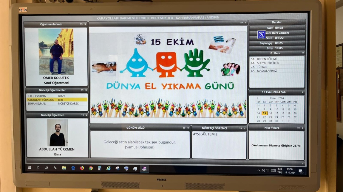 'DÜNYA EL YIKAMA GÜNÜ' OLMASI SEBEBİYLE OKULUMUZDA EL YIKAMA ETKİNLİĞİ YAPILDI.